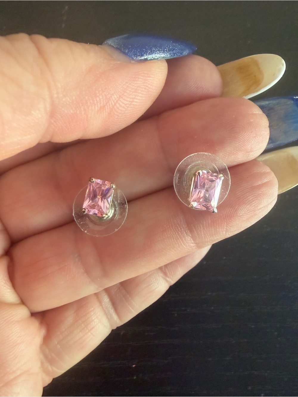 Pink Rectangle cubic zirconium Stud Earrings